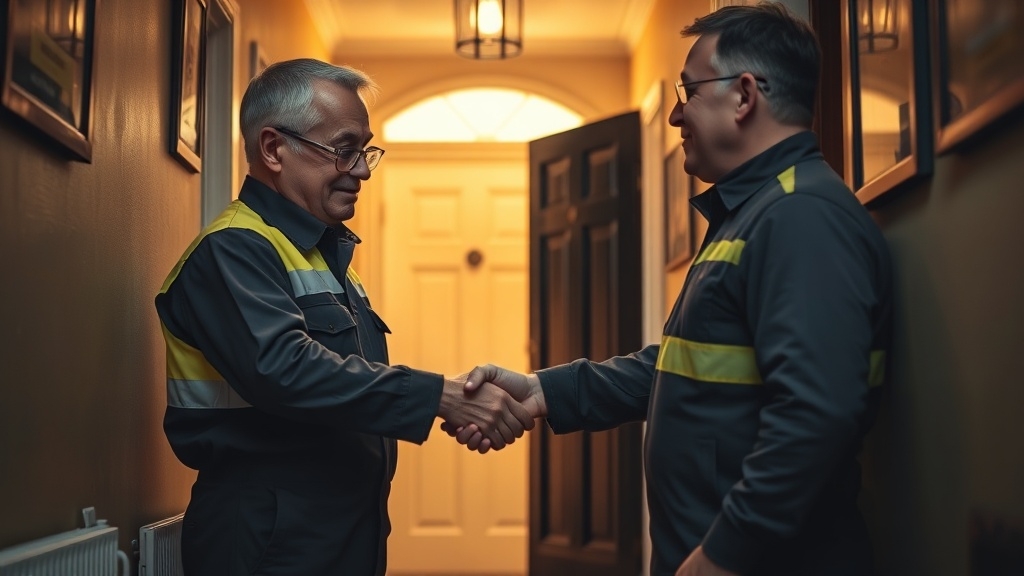 Engineer shaking hands with a St John's Wood homeowner after locating their leak